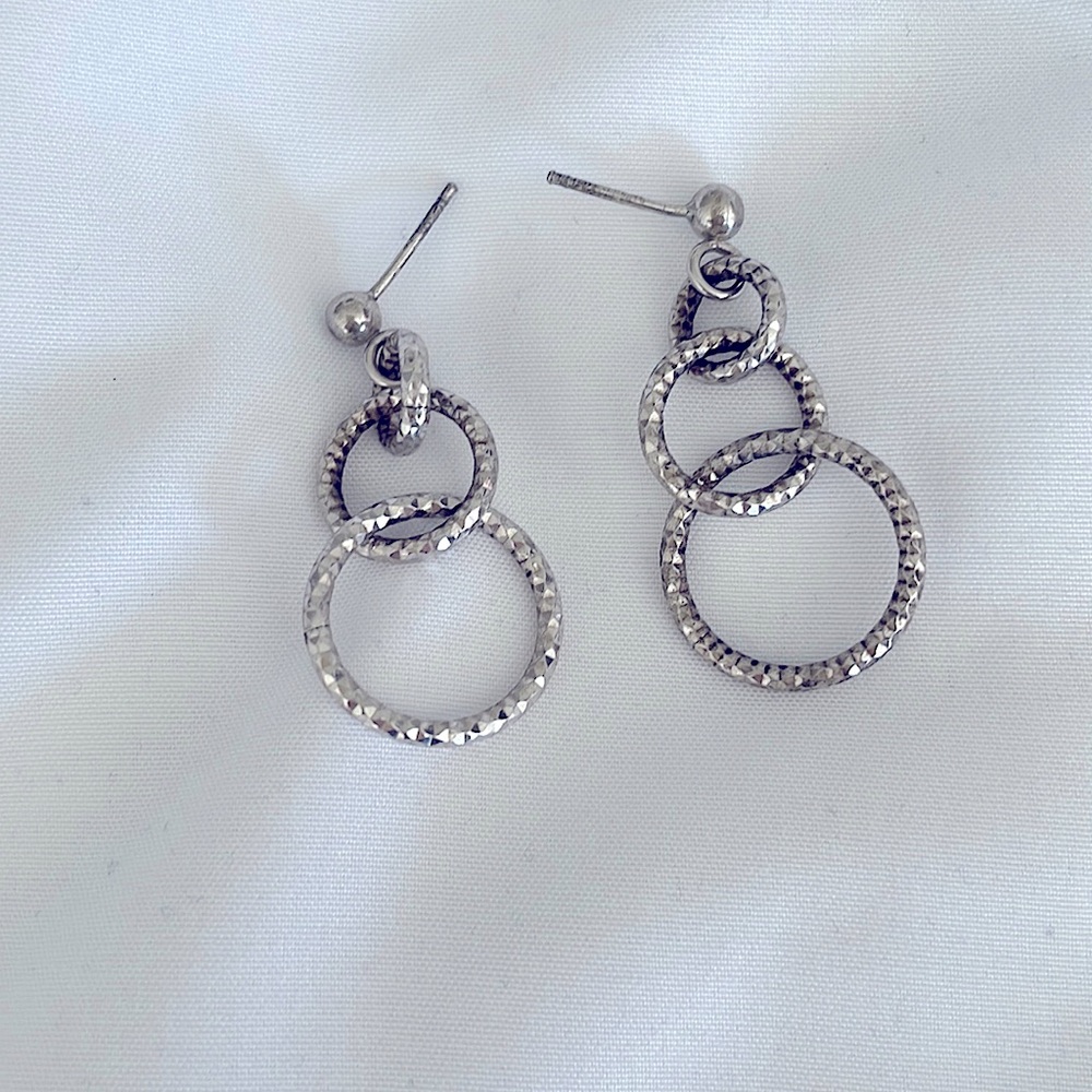 Silver Dangling Hoop Earrings